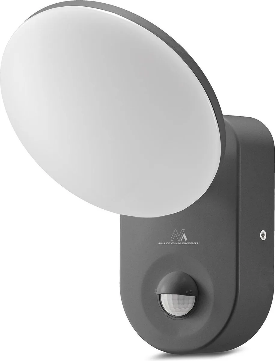 Energy MCE367 LED wandlamp met PIR sensor - PC + ALU, 15W (1100lm) Neutraal Wit 4000K IP65 de Maclean en Gris – photo produit