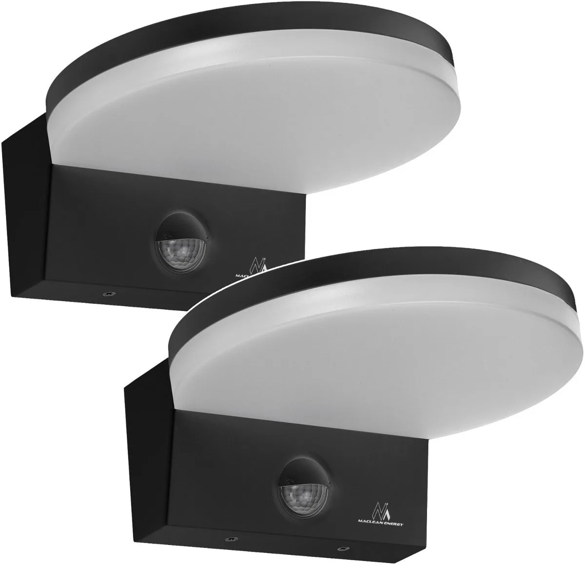 Maclean - 2 stuks Wandlamp LED buitenlamp met PIR bewegingsmelder, 15W, IP65, 1560lm, neutraal wit (4000K) MCE344 B fra Maclean i Sort – produktbillede