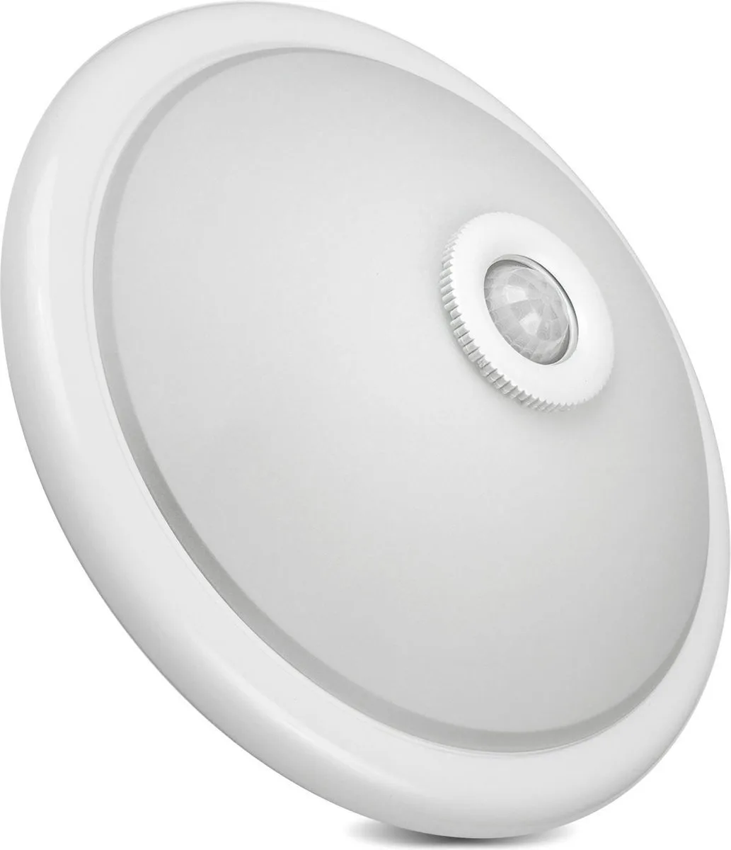 Plafondlamp - PIR Bewegingssensor - Schemersensor - 2x E27 - 32cm fra Maclean i Hvid – produktbillede