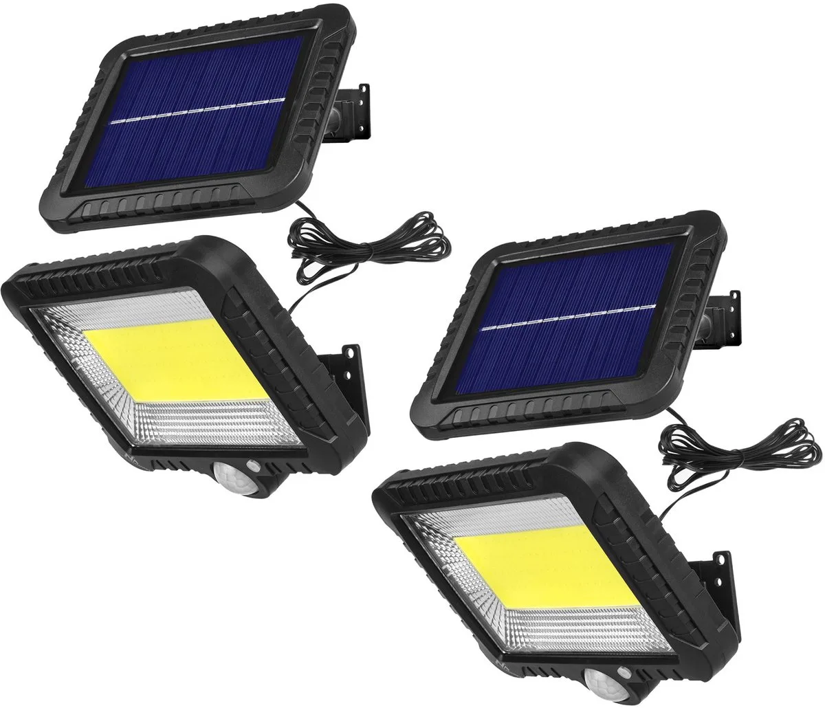 Set van 2 stuks LED-zonnelamp met bewegingssensor - Solar LED-schijnwerper - P44, 5W, 400lm, 6000K koud wit fra Maclean i Sort – produktbillede