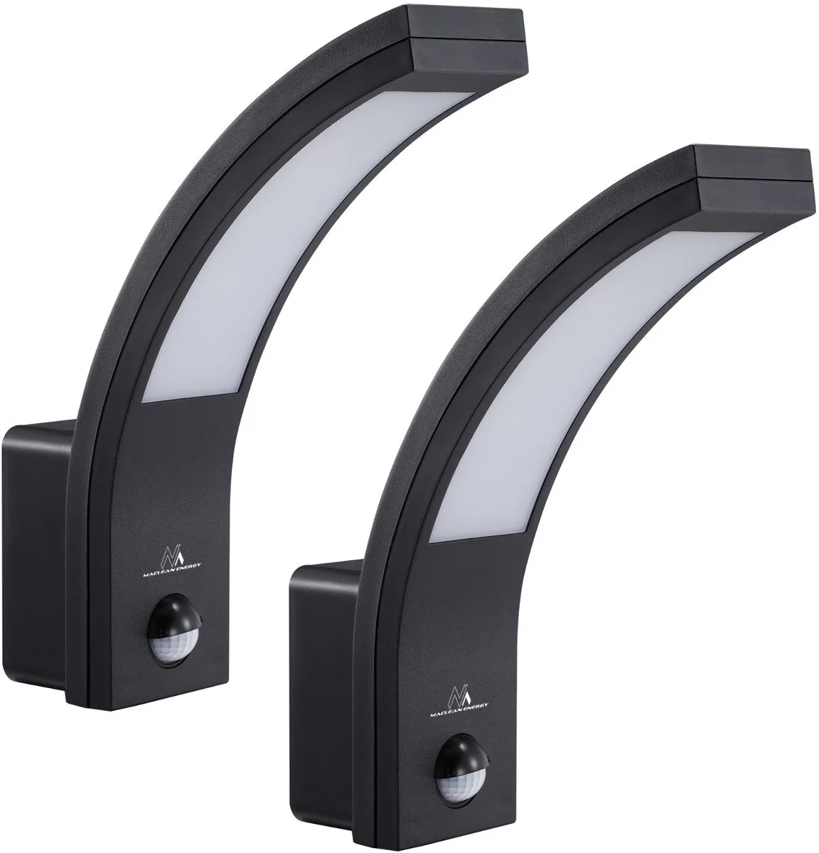 Set van 2 stuks wandlamp - LED lamp met bewegingssensor, PIR bewegingssensor- neutraal wit (4000K) von Maclean in Schwarz – Produktfoto
