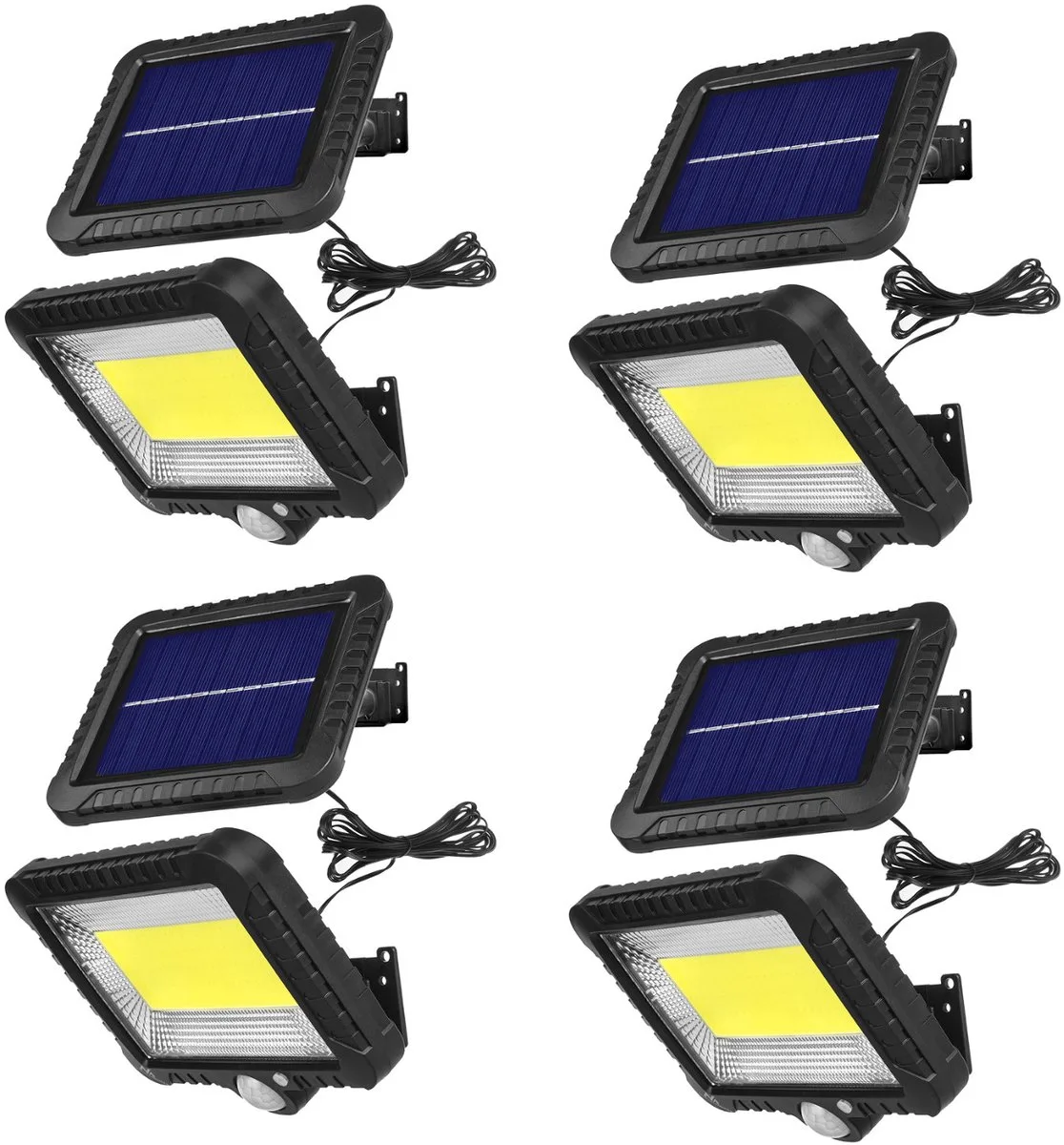 Set van 4 stuks LED-zonnelamp met bewegingssensor - Solar LED-schijnwerper - P44, 5W, 400lm, 6000K koud wit fra Maclean i Sort – produktbillede