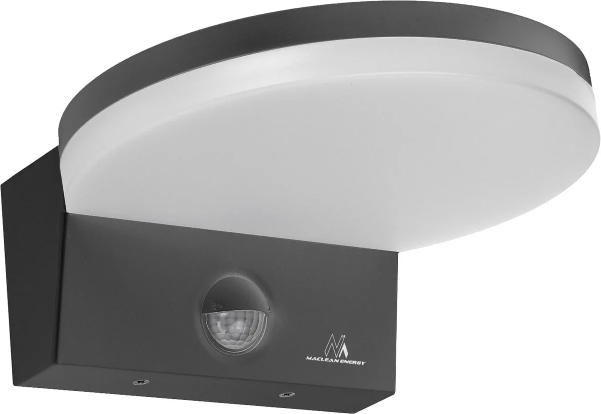 Wandlamp LED buitenlamp met PIR bewegingsmelder - 15W, IP65, 1560lm, neutraal wit (4000K) de Maclean en Gris – photo produit