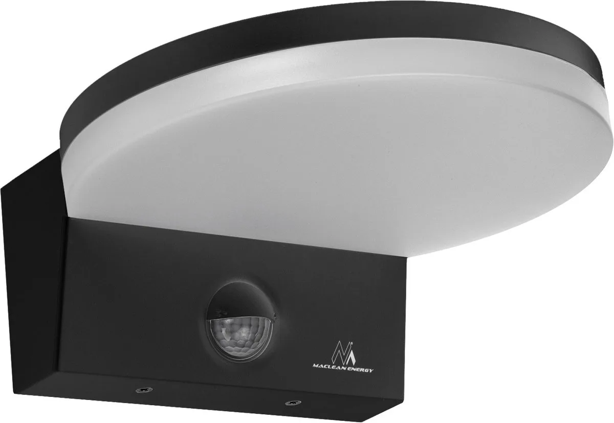 Wandlamp LED buitenlamp met PIR bewegingsmelder, 15W, IP65, 1560lm, neutraal wit (4000K) MCE344 B de Maclean en Noir – photo produit