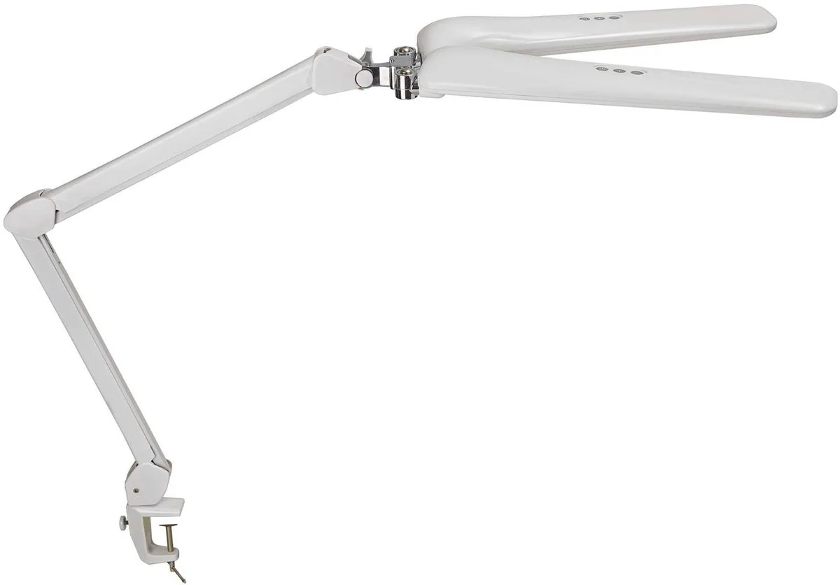 MAULcraft Duo Bureaulamp - LED - Wit - Dimbaar - Tafellamp met Klem - Touch Bedienbaar de Maul en Blanc, Argent – photo produit