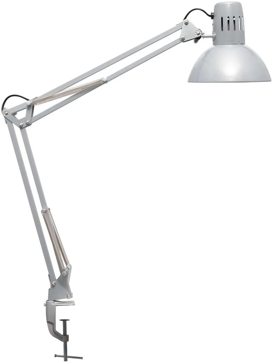 MAULstudy skrivbordslampa, metall, E27-sockel, bordslampa med klämma, utan ljuskälla från Maul i Silver – produktbild
