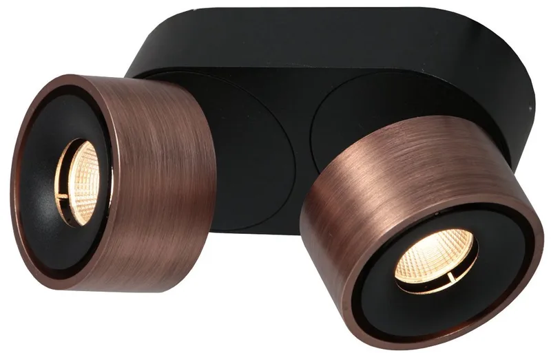 Bronzen 2-lichts spot Fez 2674BR, dimbaar, draaibaar en kantelbaar, metaal, modern, merk Mexlite de Mexlite en Marron – photo produit