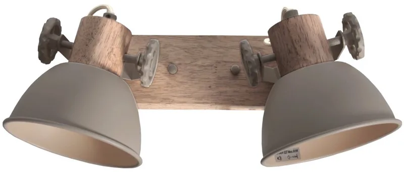 Gearwood 7969TA Plafondlamp - Taupe - Hout en metaal - Draaibaar en kantelbaar von Mexlite in Beige – Produktfoto
