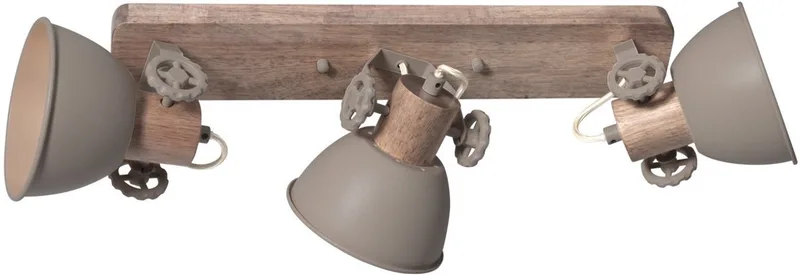 Gearwood plafondlamp 2133TA - Taupe met houten details, draaibaar en kantelbaar, metaal en hout, Mexlite, ideaal voor binnengebruik von Mexlite in Beige – Produktfoto