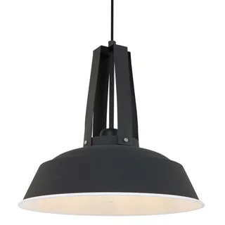 Hanglamp | 42 cm | Eden | E27 | zwart | metaal en stof | industrieel, design, Scandinavisch von Mexlite – Produktfoto 1 von 3
