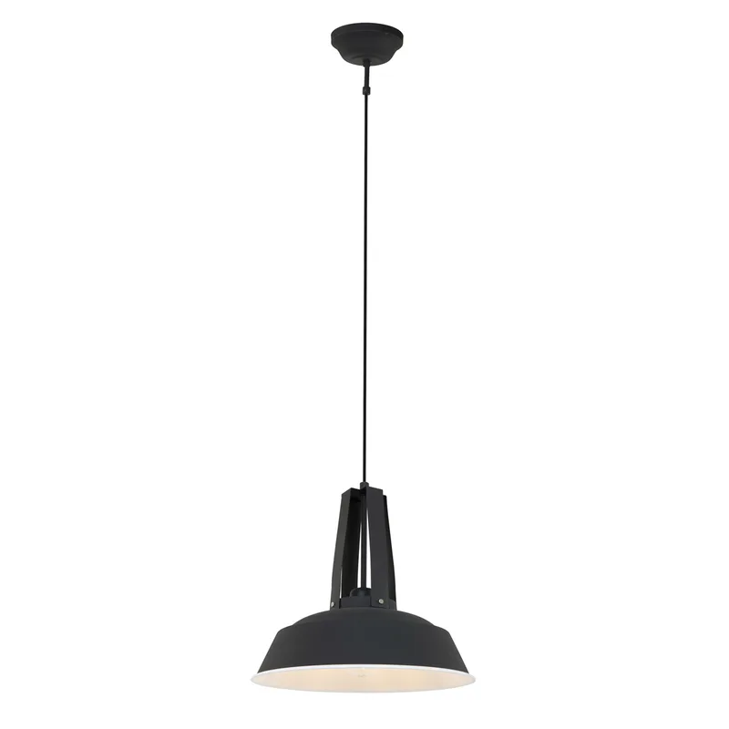 Hanglamp | 42 cm | Eden | E27 | zwart | metaal en stof | industrieel, design, Scandinavisch von Mexlite – Produktfoto 2 von 3