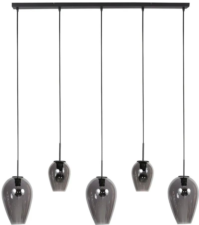 Hanglamp Drovia 4280ZW trendy smoke glas en met E27 fittingen, in hoogte verstelbaar, van Mexlite voor binnen fra Mexlite i Sort – produktbillede