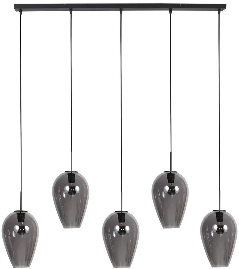 Hanglamp Drovia 4284ZW - Hoogteinstelbaar - met smoke glas von Mexlite in Schwarz – Produktfoto