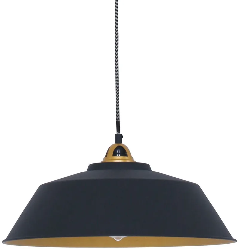 Hanglamp Nove 1318ZW – Zwart/Goud, Ø 42 cm, Verstelbare Hoogte, Industrieel Design, Mexlite de Mexlite en Or, Noir – photo produit