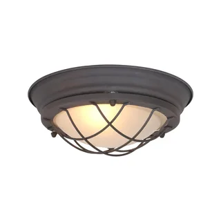 Industriële plafondlamp Lisanne rond | 1 lichts | bruin | glas / metaal | Ø 29 cm | hal / slaapkamer von Mexlite – Produktfoto 1 von 2