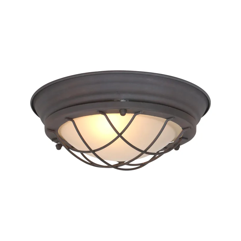 Industriële plafondlamp Lisanne rond | 1 lichts | bruin | glas / metaal | Ø 29 cm | hal / slaapkamer von Mexlite – Produktfoto 1 von 2
