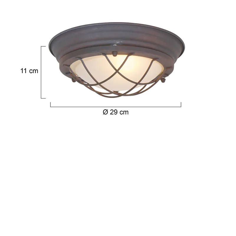 Industriële plafondlamp Lisanne rond | 1 lichts | bruin | glas / metaal | Ø 29 cm | hal / slaapkamer von Mexlite – Produktfoto 2 von 2