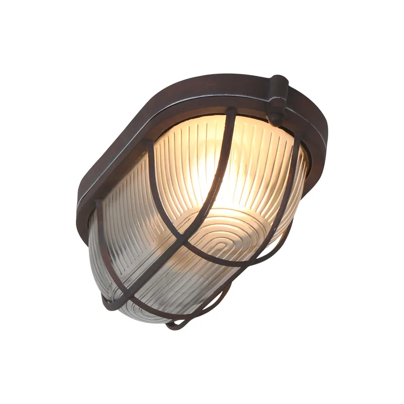 Industriële plafonnière Lisanne | 1 lichts | bruin roest / transparant glas | 10,5x8x21 cm | E27 de Mexlite – photo produit 2 sur 3