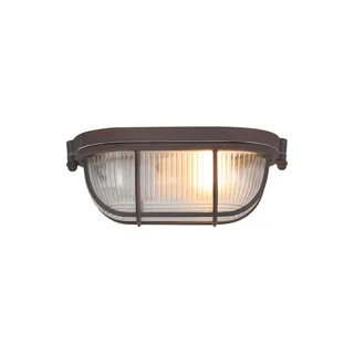 Industriële plafonnière Lisanne | 1 lichts | bruin roest / transparant glas | 10,5x8x21 cm | E27 de Mexlite – photo produit 1 sur 3