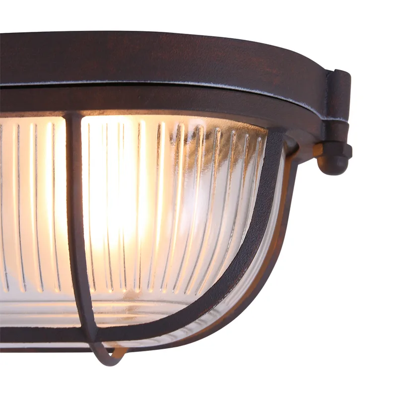 Industriële plafonnière Lisanne | 1 lichts | bruin roest / transparant glas | 10,5x8x21 cm | E27 de Mexlite – photo produit 3 sur 3