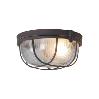 Industriële plafonnière Lisanne | 1-lichts | E27 fitting | bruin roest / transparant glas | Ø 17 cm de Mexlite – photo produit 1 sur 2