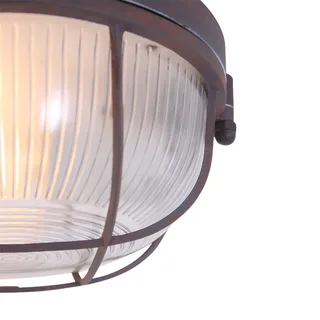Industriële plafonnière Lisanne | 1-lichts | E27 fitting | bruin roest / transparant glas | Ø 17 cm de Mexlite – photo produit 2 sur 2