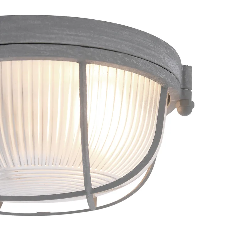 Industriële plafonnière Lisanne | 1 lichts | grijs beton / transparant glas | Ø 17 cm | E27 | modern by Mexlite – product photo 2 of 2