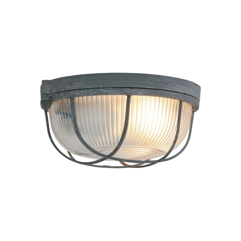 Industriële plafonnière Lisanne | 1 lichts | grijs beton / transparant glas | Ø 17 cm | E27 | modern by Mexlite – product photo 1 of 2