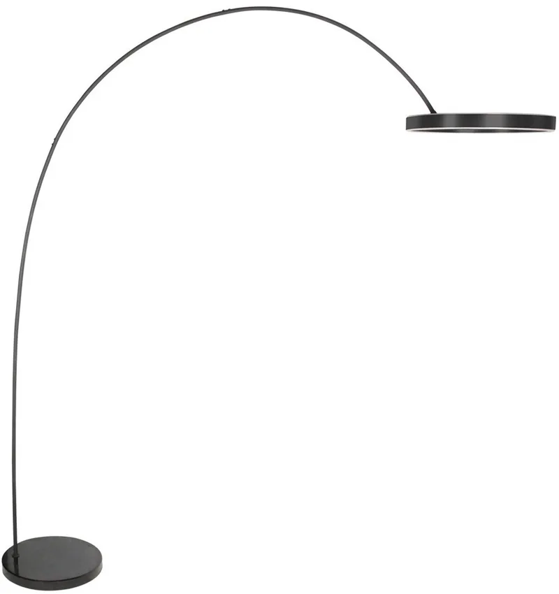 LunaArc Vloerlamp 4324ZW, trendy marmerlook voet 40 cm, 210 cm hoog, 180 cm diep, rotatable, tiltable, en afstandsbediening de Mexlite en Noir – photo produit