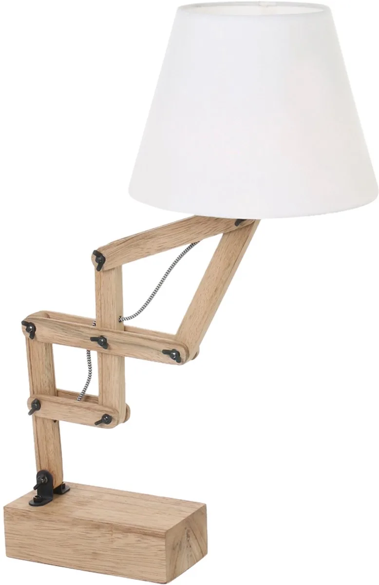 Mexlite - Tafellamp Klassiek - H:55cm - Universeel - Voor Binnen - Hout - Tafellampen - Bureaulamp - Bureaulampen - Slaapkamer - Woonkamer - Eetkamer fra Mexlite i Beuken – produktbillede