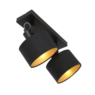 Moderne spotlamp Ornoir | 2 lichts | wit & mat zwart met zacht goud | Ø 13 cm | E14 fitting | draai de Mexlite – photo produit 1 sur 3