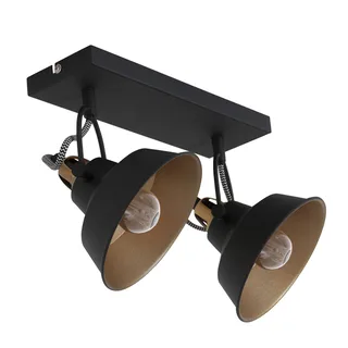 Plafondlamp | 15 cm | Nové | 2 lichts | E14 | goud zwart | metaal | industrieel landelijk von Mexlite – Produktfoto 2 von 3