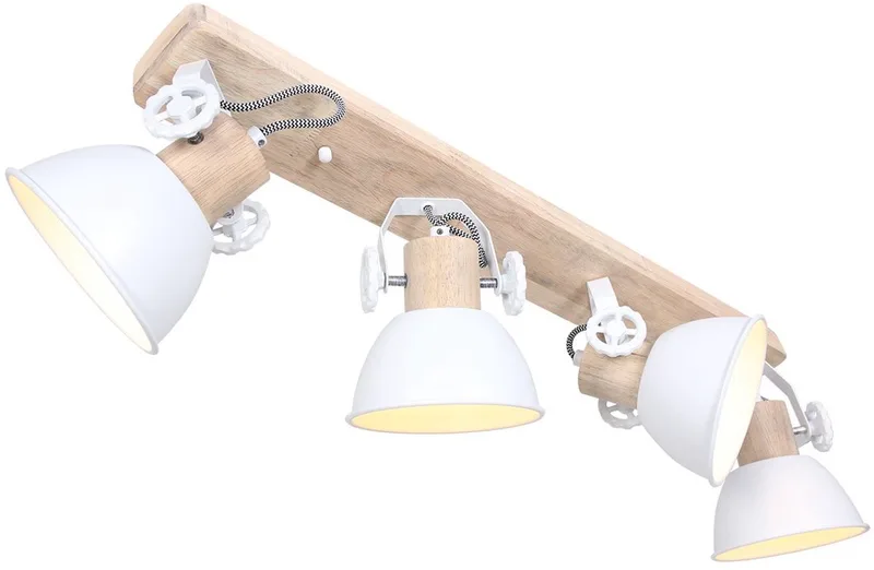 Plafondlamp Gearwood 2729W E27 fitting - Draaibaar en kantelbaar, Hout/Metaal, Ø15cm, Hoogte 19cm, Trendy design, Merk: Mexlite från Mexlite i Vit – produktbild