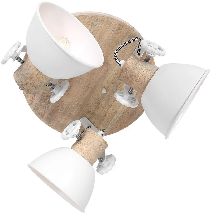Plafondlamp Gearwood 3063W Draaibaar en Kantelbaar, Hout en Metaal, Wit, Mexlite von Mexlite in Braun – Produktfoto