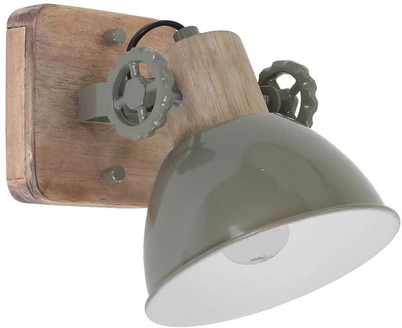 Plafondlamp Gearwood 7968G Draaibaar en Kantelbaar Hout en Metaal E27 Fitting de Mexlite en Vert – photo produit