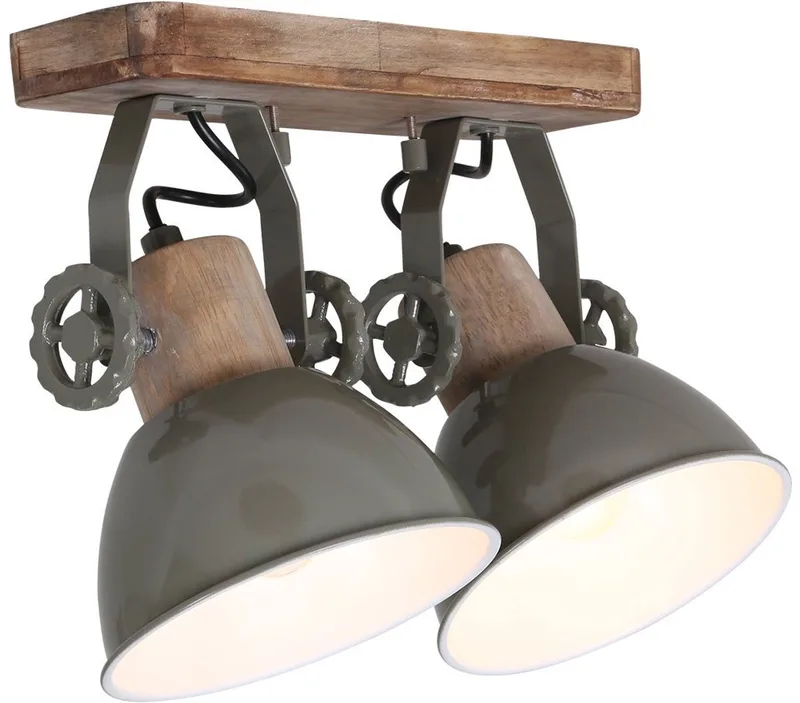 Plafondlamp Gearwood 7969G - Draaibaar en Kantelbaar - Hout en Metaal de Mexlite en Vert – photo produit