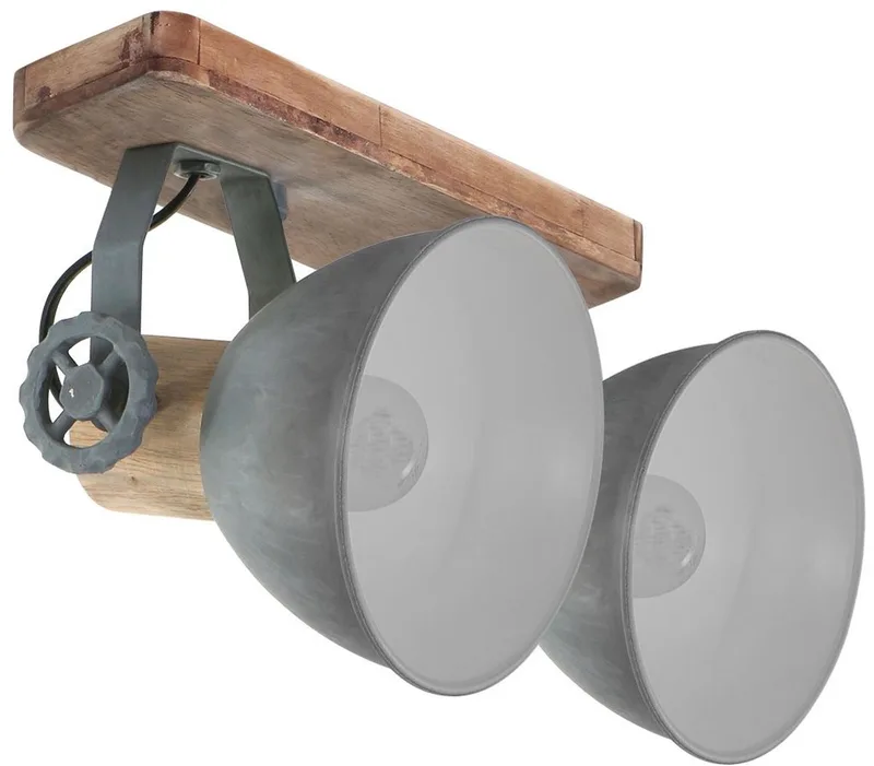 Plafondlamp Gearwood 7969GR Metaal en Hout 15cm Diameter Draaibaar en Kantelbaar Mexlite by Mexlite in Grey – product photo