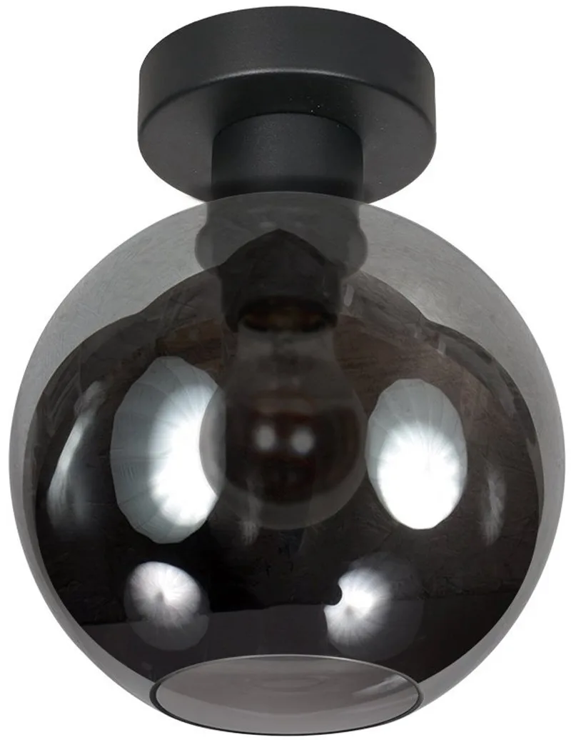 Plafondlamp Sferio 4373ZW met rookglas kap Ø15 cm - Modern ontwerp van Mexlite van metaal en glas, geschikt voor binnengebruik, E27 fitting, dimbaar met externe dimmer, sfeervol diffuus licht de Mexlite en Noir – photo produit