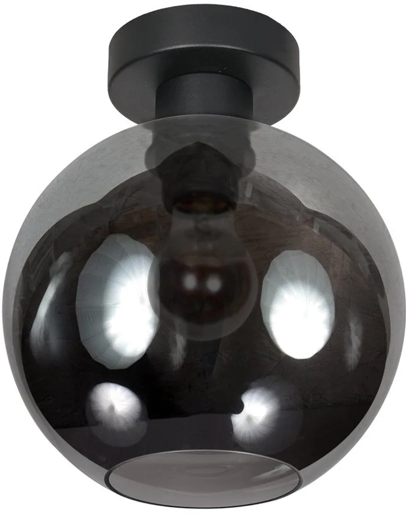 Plafondlamp Sferio 4374ZW met rookglas kap Ø20 cm, modern ontwerp van Mexlite, gemaakt van glas en metal, geschikt voor binnen gebruik de Mexlite en Noir – photo produit