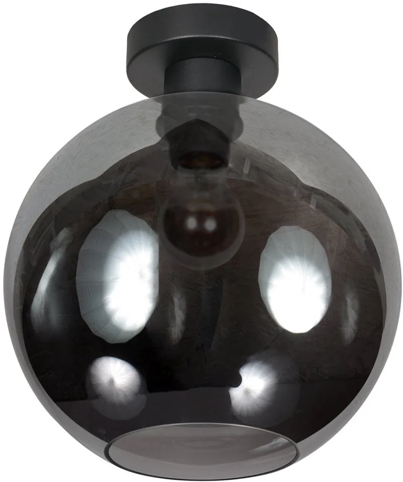 Plafondlamp Sferio 4376ZW Ø30 cm van Mexlite met rookglas, metaal, stijlvol en modern, geschikt voor binnen, E27 fitting, warm diffuus licht by Mexlite in Black – product photo