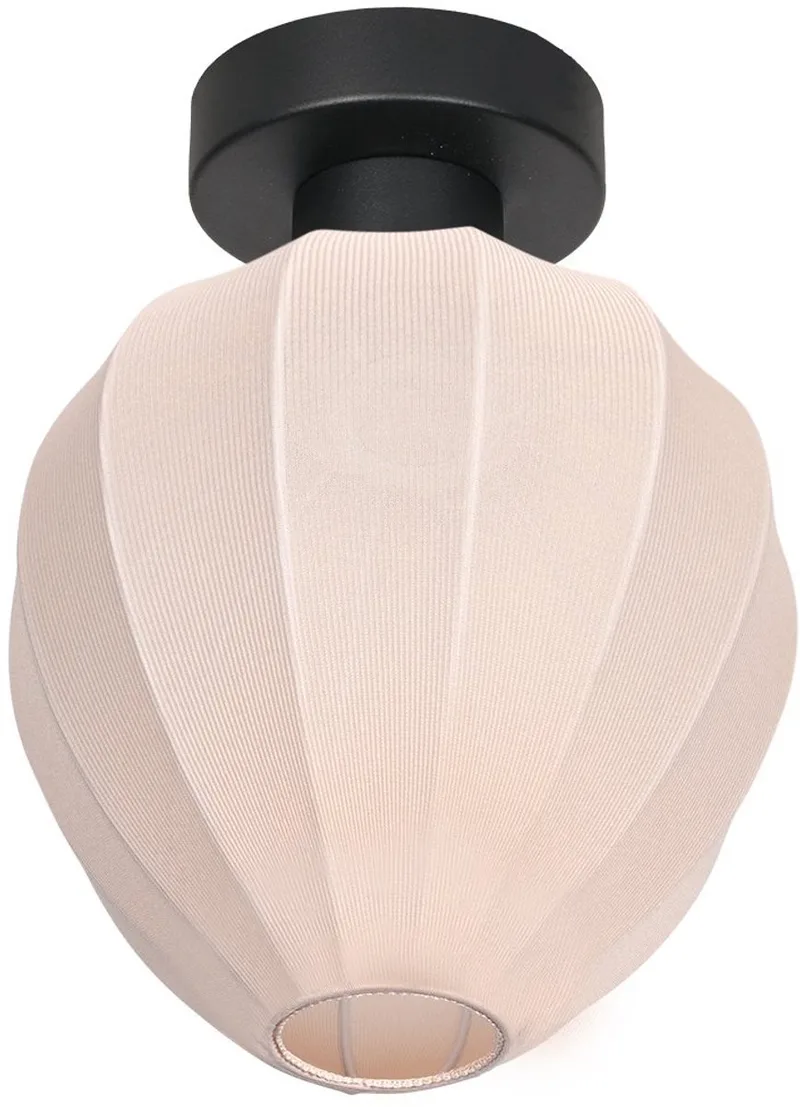 Plafondlamp Silura 4370ZW – zwart met crème linnen kapje, gemaakt van metaal en textiel, compact ontwerp voor binnen gebruik, merk Mexlite by Mexlite in Cream – product photo