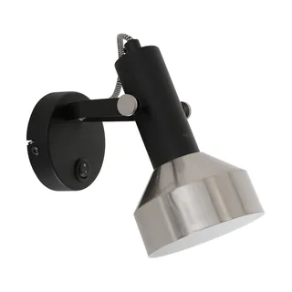 Spot Acier | 1-lichts | draai- en kantelbaar | mat zwart met geborsteld staal | E27 fitting | Ø 11 van Mexlite – productfoto 2 van 3