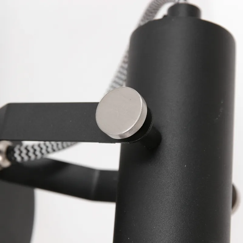 Spot Acier | 1-lichts | draai- en kantelbaar | mat zwart met geborsteld staal | E27 fitting | Ø 11 van Mexlite – productfoto 3 van 3