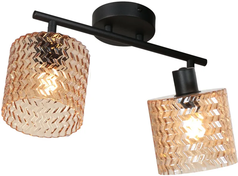 Spot - zwart - Ocre - glas metaal - kleurglas-lamp - E14 - 4224ZW by Mexlite in Amberkleurig – product photo