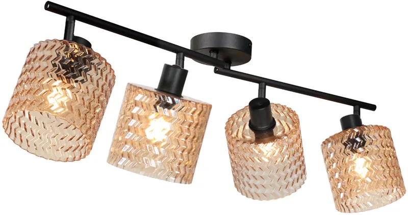 Spot - zwart - Ocre - glas metaal - kleurglas-lamp - E14 - 4226ZW von Mexlite in Amberkleurig – Produktfoto