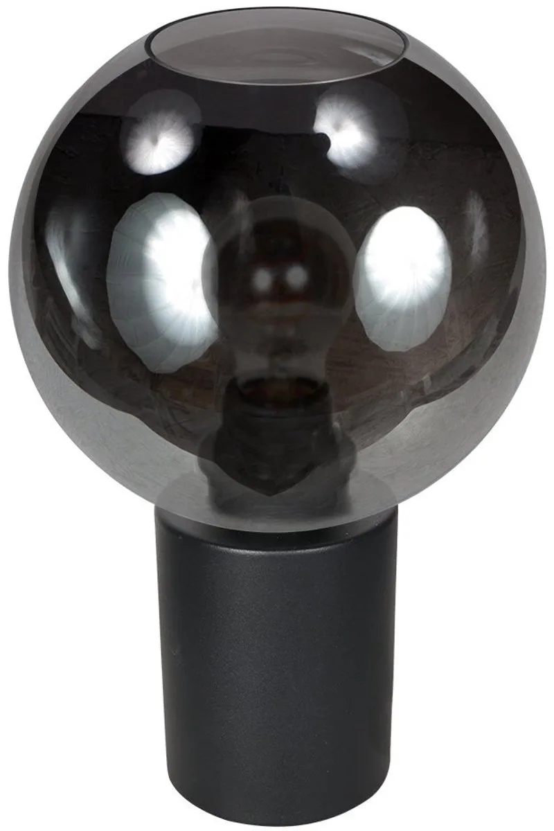 Tafellamp Sferio 4380ZW van Mexlite met rookglas kap Ø20 cm, metalen voet in matzwart, stijlvol modern design voor binnen gebruik de Mexlite en Noir – photo produit