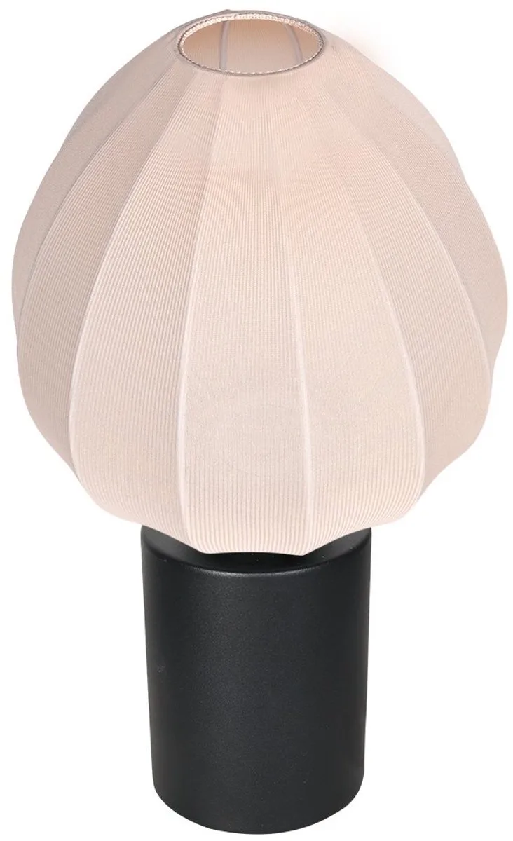 Tafellamp Silura 4385ZW zwart met crème linnen kap - trendy ontwerp van Mexlite, perfect voor binnen met E27 fitting en elegante combinatie van materiaal. fra Mexlite i Creme – produktbillede