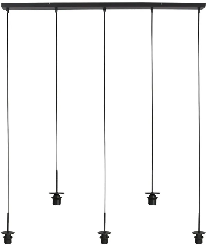 Trendy Zwarte Hanglamp HaloSwap 4221ZW - Hoogteinstelbaar, Glas en Metaal, 5 E27 Fittingen, 110x8,5x2,5 cm, Mexlite de Mexlite en Orange, Noir – photo produit