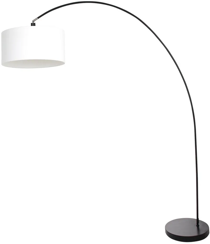 Vloerlamp Mexlite Solva 3897ZW met Metaal en Textiel, Kantelbaar, Hoogte 185 cm, Binnengebruik, Modern Design von Mexlite in Schwarz – Produktfoto