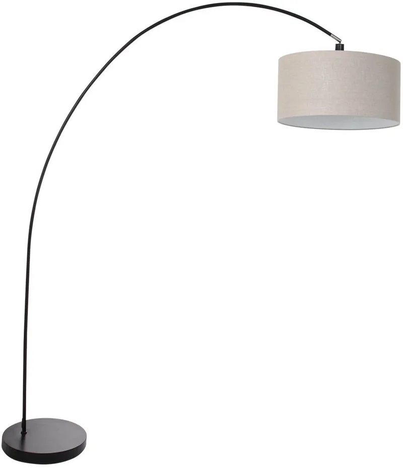 Vloerlamp Solva 3898ZW zwart met textiel lampenkap, hoogte 185 cm, kantelbaar, Mexlite, trendy ontwerp de Mexlite en Gris – photo produit